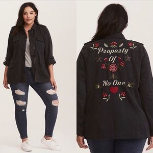 Torrid Embroidered No one Utility Jacket